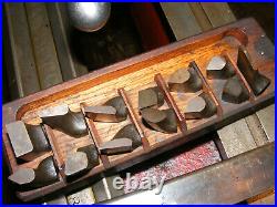 1901 Antique OK Tool Holder & Cutter Bit Set Wooden Tray Vintage Lathe Machinist