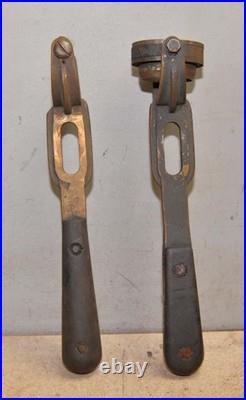 2 antique brass perfect handle lathe tool tooling change wrench machinist lot