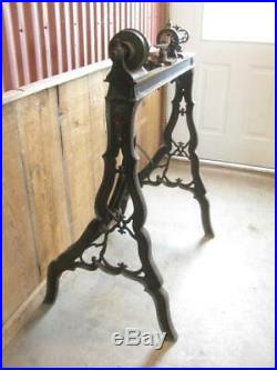 Antique Cast Iron Machinist Treadle Lathe Ornate Cast Legs