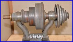 Antique lathe leather belt to 5 vee pulley Lovejoy motor adjuster machinist tool