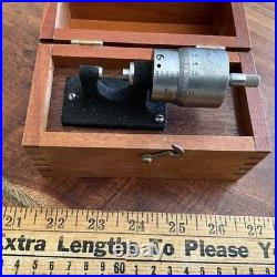 Brown & Sharpe USA No 233 Bench Micrometer with Wooden Case Machinist Tool Lathe