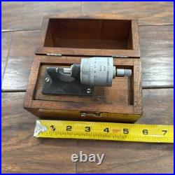 Brown & Sharpe USA No 233 Bench Micrometer with Wooden Case Machinist Tool Lathe