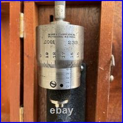 Brown & Sharpe USA No 233 Bench Micrometer with Wooden Case Machinist Tool Lathe
