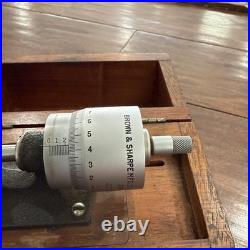 Brown & Sharpe USA No 233 Bench Micrometer with Wooden Case Machinist Tool Lathe