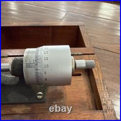 Brown & Sharpe USA No 233 Bench Micrometer with Wooden Case Machinist Tool Lathe