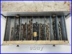 Huot Bench Top Drill CABINET & BITS Metal Lathe Machinist 3 Drawer SAE