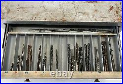 Huot Bench Top Drill CABINET & BITS Metal Lathe Machinist 3 Drawer SAE
