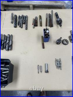 Large Lot Of Used Hss Machinist Endmills Drills Countersinks Cutters Boring Head