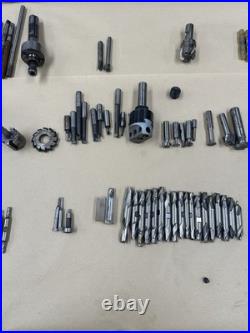 Large Lot Of Used Hss Machinist Endmills Drills Countersinks Cutters Boring Head