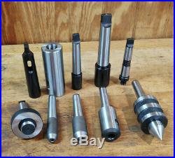 Lathe & Machinist Tool Lot, arbors, adapters, end mill holders, live center