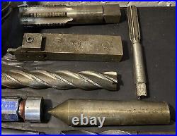 Lot of Machinist Lathe Tools HSS Taps Drills Carbide End Mills Metal CAT50 USED