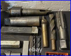 Lot of Machinist Lathe Tools HSS Taps Drills Carbide End Mills Metal CAT50 USED