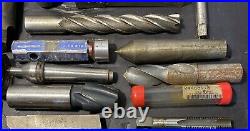 Lot of Machinist Lathe Tools HSS Taps Drills Carbide End Mills Metal CAT50 USED