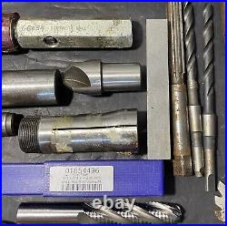 Lot of Machinist Lathe Tools HSS Taps Drills Carbide End Mills Metal CAT50 USED