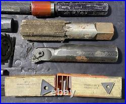Lot of Machinist Lathe Tools HSS Taps Drills Carbide End Mills Metal CAT50 USED