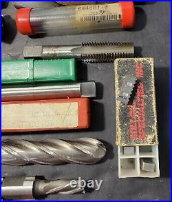 Lot of Machinist Lathe Tools HSS Taps Drills Carbide End Mills Metal CAT50 USED