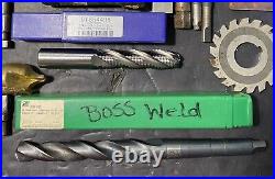 Lot of Machinist Lathe Tools HSS Taps Drills Carbide End Mills Metal CAT50 USED