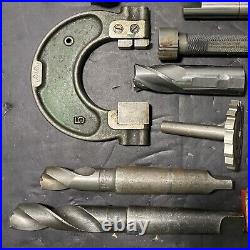 Lot of Machinist Lathe Tools HSS Taps Drills Carbide End Mills Metal CAT50 USED