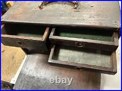 MACHINIST AucSnd TOOLS LATHE MILL Vintage Oak Wood Machinist Tool Box