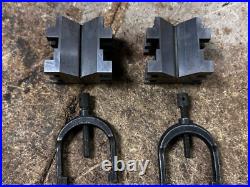 MACHINIST BkCs LATHE MILL 2 Unusual Brown & Sharpe V Blocks and Clamps MACHINIST BkCs LATHE MILL 2 Unusual Brown & Sharpe V Blocks and Clamps
