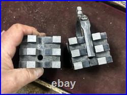 MACHINIST BkCs TOOL LATHE MILL Machinist 2 Starrett 568 V Blocks and One Clamp MACHINIST BkCs TOOL LATHE MILL Machinist 2 Starrett 568 V Blocks and One Clamp