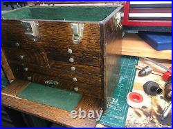 MACHINIST DrP TOOLS LATHE MILL Vintage Oak Gerstner Machinist Tool Box InVst