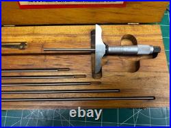 MACHINIST HmGbX TOOLS LATHE MILL Starrett Depth Micrometer Gage in Wood Case