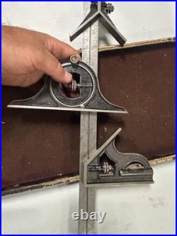 MACHINIST JwCb TOOLS LATHE MILL 18 Combination Set Protractor Ruler Square MACHINIST JwCb TOOLS LATHE MILL 18 Combination Set Protractor Ruler Square