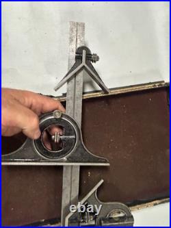 MACHINIST JwCb TOOLS LATHE MILL 18 Combination Set Protractor Ruler Square MACHINIST JwCb TOOLS LATHE MILL 18 Combination Set Protractor Ruler Square