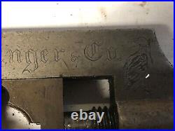 MACHINIST LATHE MILL Large Antique JM Singer Tap Wrench with Fancy Engraving Stg