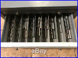 MACHINIST LATHE MILL Machinist Huot Bench Top Drill Cabinet with Drills A Bsmt