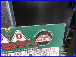 MACHINIST LATHE MILL Machinist Vintage Greenfield Tap Table Sign Advertsment Inv
