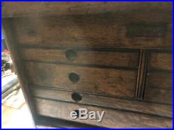 MACHINIST LATHE MILL Vintage Machinist Oak Tool Box Needs Refinishing BsmNtn 2