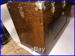 MACHINIST LATHE MILL Vintage Oak Gerstner Machinist Tool Box with Key Bsmnt