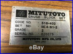 MACHINIST LATHE TOOLS MILL Mitutoyo Gauge Block Set 516 402 BE 4 81 2 Grade 2