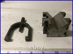 MACHINIST LATHE TOOL MILL Machinist 2 Large Brown & Sharpe V Blocks & Clamps Sfe