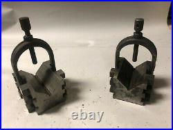MACHINIST LATHE TOOL MILL Machinist 2 Large Brown & Sharpe V Blocks & Clamps Sfe