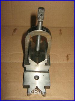 MACHINIST LATHE TOOL MILL. RARE vintage V Block and Clamp lighty signed threaded