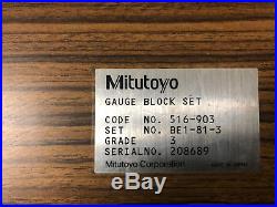 MACHINIST MILL LATHE MILL Machinist Mitutoyo Gage Block Set 516 903