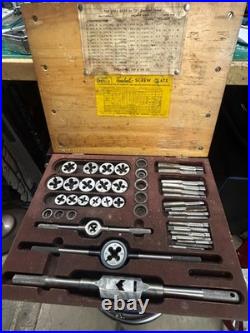 MACHINIST OfCe TOOL LATHE MILL Large Vintage Tap and Die Set in Wood Case