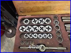 MACHINIST OfCe TOOL LATHE MILL Large Vintage Tap and Die Set in Wood Case