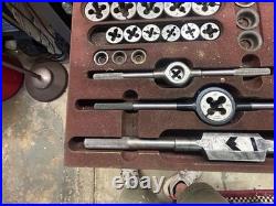 MACHINIST OfCe TOOL LATHE MILL Large Vintage Tap and Die Set in Wood Case