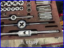 MACHINIST OfCe TOOL LATHE MILL Large Vintage Tap and Die Set in Wood Case