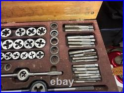 MACHINIST OfCe TOOL LATHE MILL Large Vintage Tap and Die Set in Wood Case