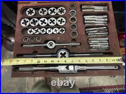 MACHINIST OfCe TOOL LATHE MILL Large Vintage Tap and Die Set in Wood Case