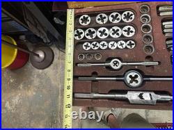 MACHINIST OfCe TOOL LATHE MILL Large Vintage Tap and Die Set in Wood Case