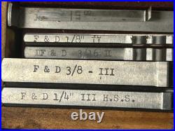 MACHINIST StBkCs LATHE MILL F & D Machinist Broach Broaching Set in Oak Case