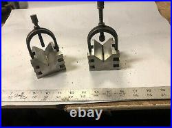 MACHINIST TOOLS LATHE MILL 2 Brown & Sharpe V Blocks and Clamps GrnCb