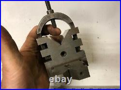 MACHINIST TOOLS LATHE MILL Machinist Large Unusual V Block and Clamp / GrnCb