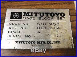 MACHINIST TOOLS LATHE MILL Machinist Mitutoyo Gage Block Set 516 903 Grade A